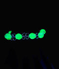 Uranium glow Czech faceted Vaseline glass bead half cuff hand wired bracelet 7"