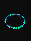 Glow Bracelet! Uranium Czech blues and copper spacers 8" stretch bracelet