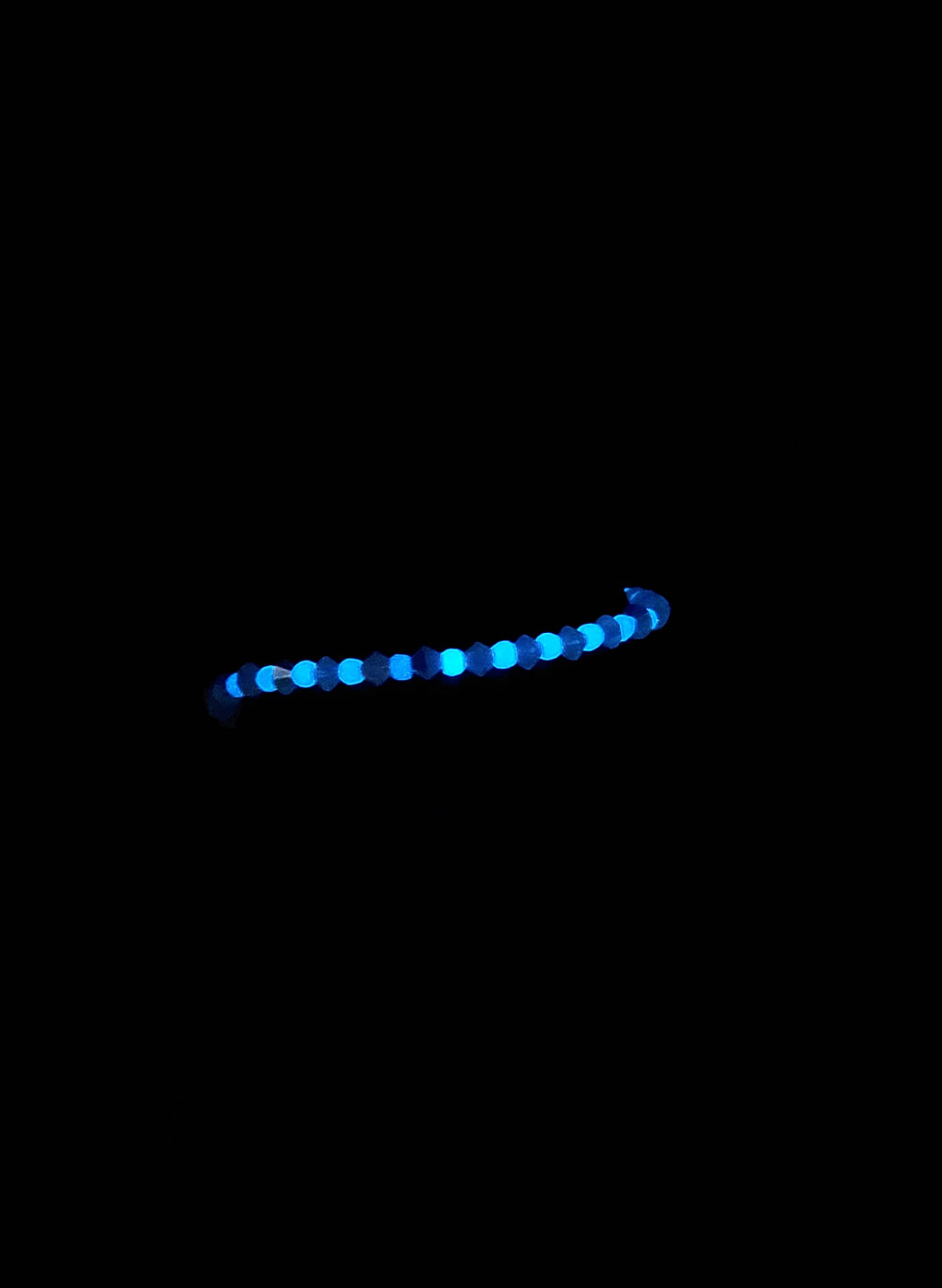 Light Blue Glow in the Dark Glass Bead Bracelet 7.5"