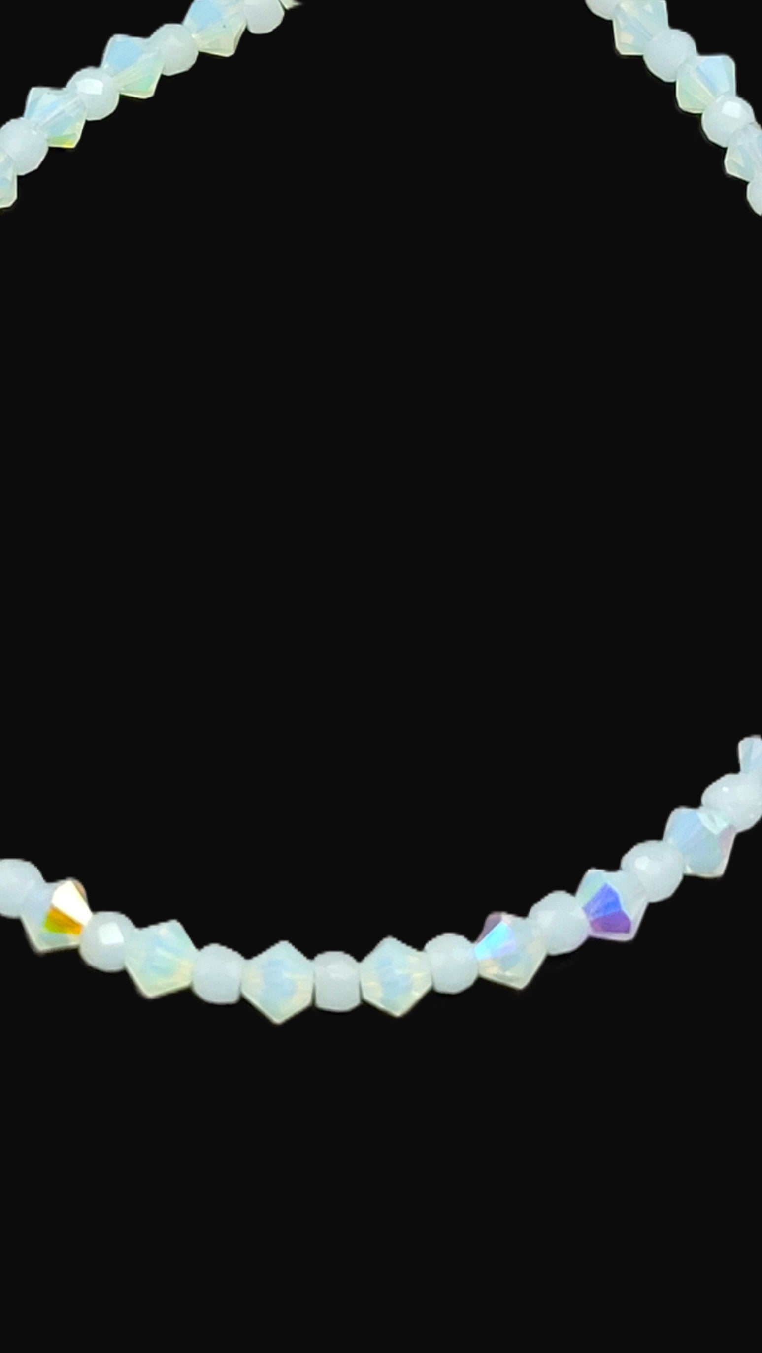Light Blue Glow in the Dark Glass Bead Bracelet 7.5"