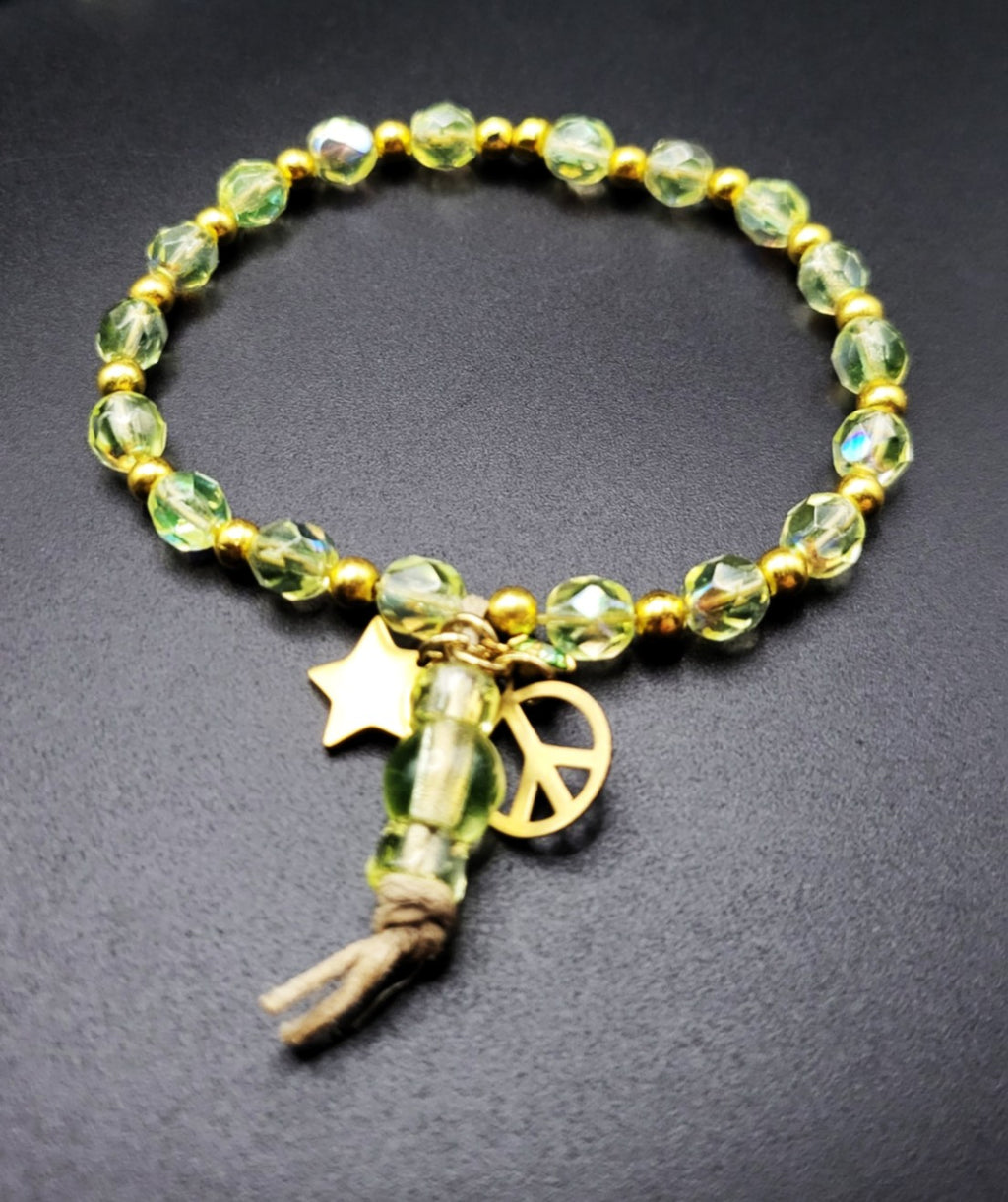 UV Glow beads 3 different stretch bracelet set toggle and charms