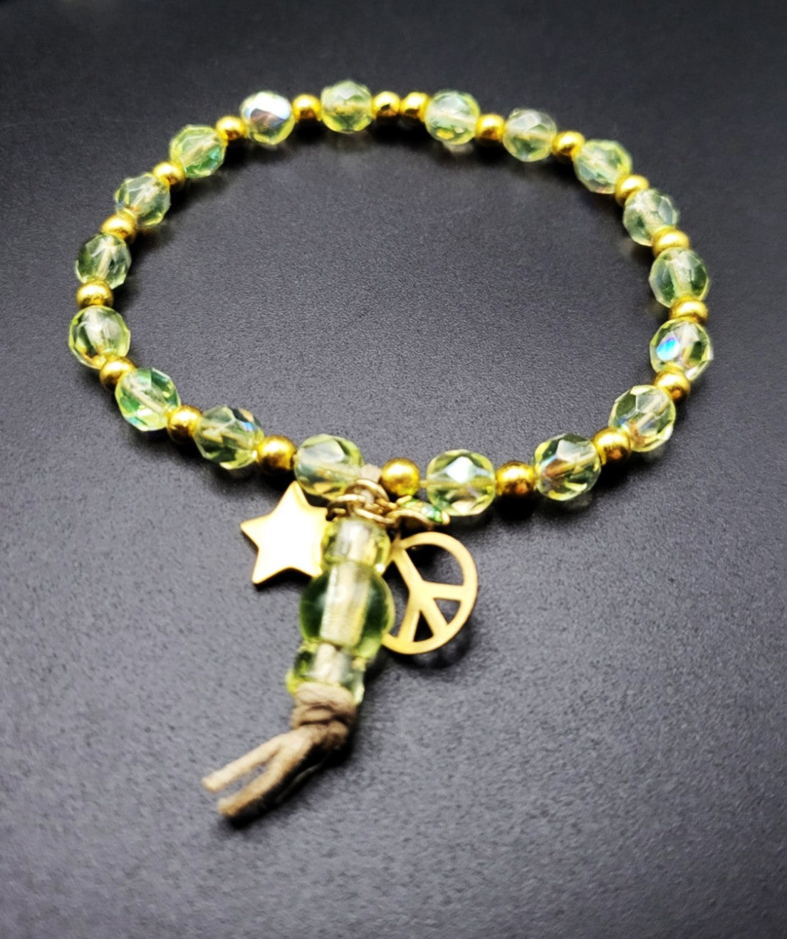 UV Glow beads 3 different stretch bracelet set toggle and charms