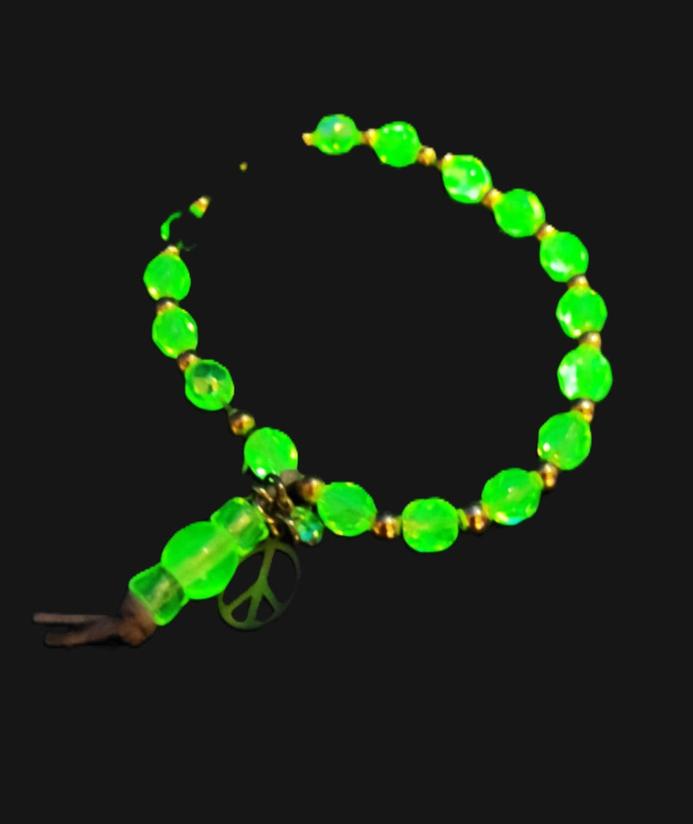 UV Glow beads 3 different stretch bracelet set toggle and charms