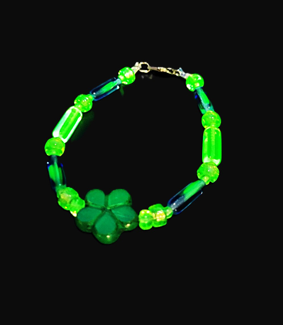 UV Glow beads 3 different stretch bracelet set toggle and charms