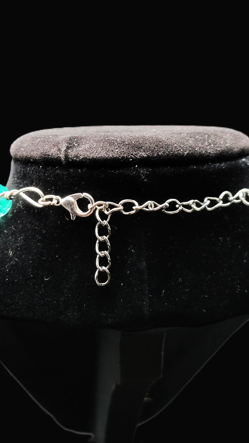 UV Glow Choker Necklace – Czech Uranium Glass Crackle & Faceted Beads, Shell Accents, 16"
