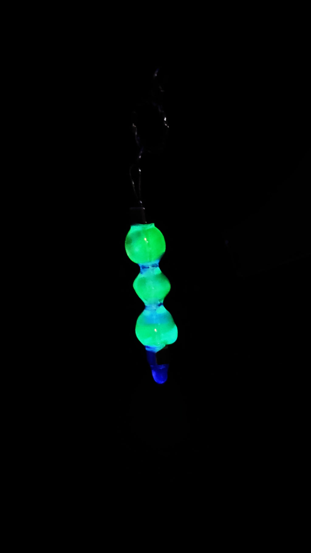 UV Uranium Resin Coated Glass Beads Pendant On a 17" Braided Cord Necklace