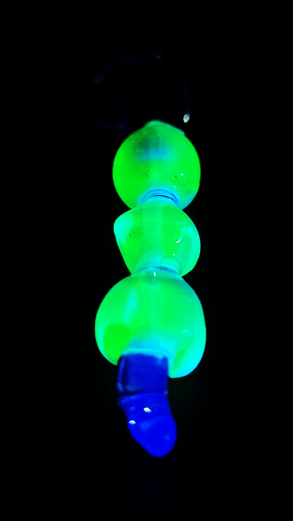 UV Uranium Resin Coated Glass Beads Pendant On a 17" Braided Cord Necklace