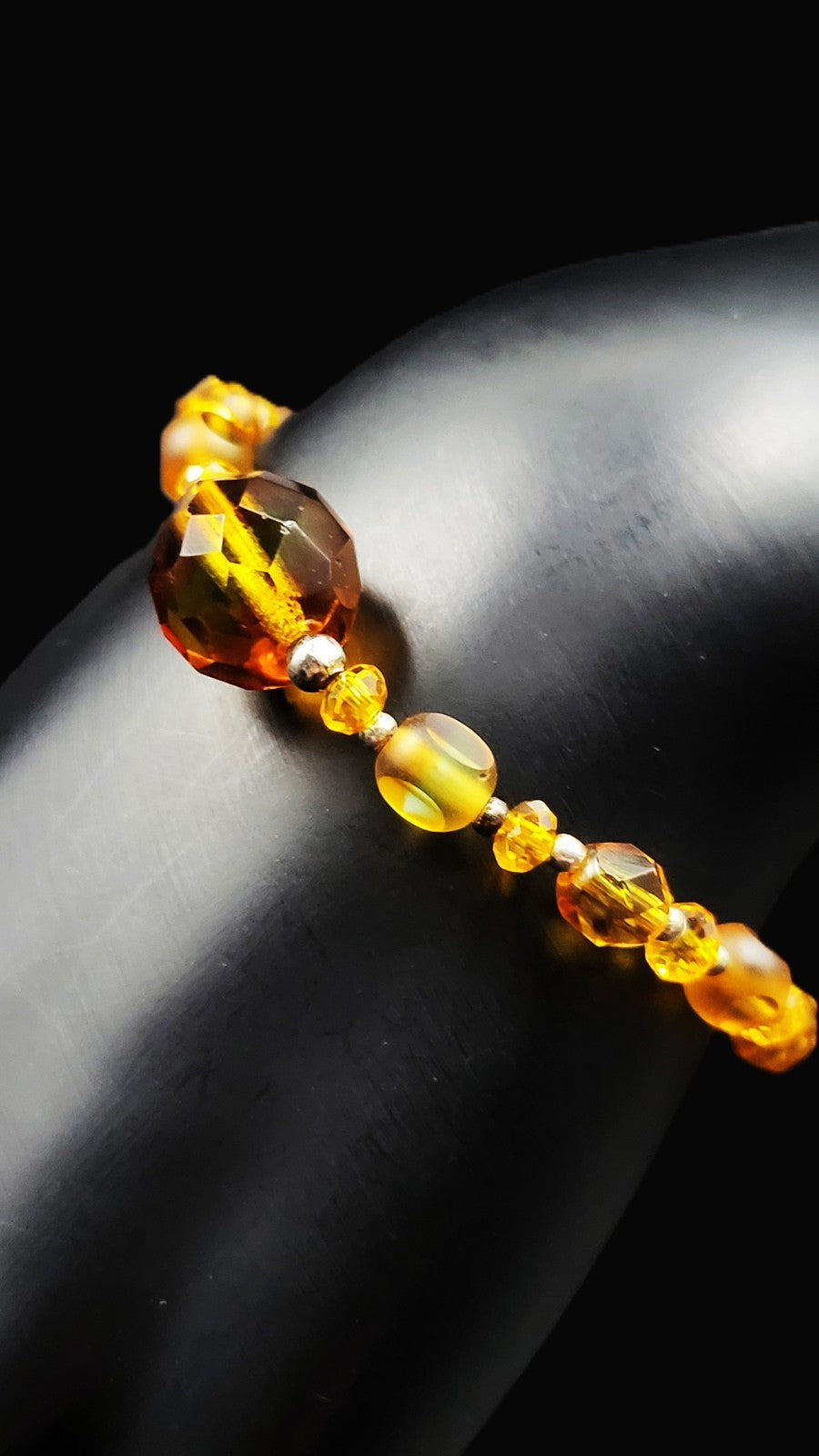 UV Uranium and Cadmium Glow Czech Glass Beads 6" Stretch Bracelet
