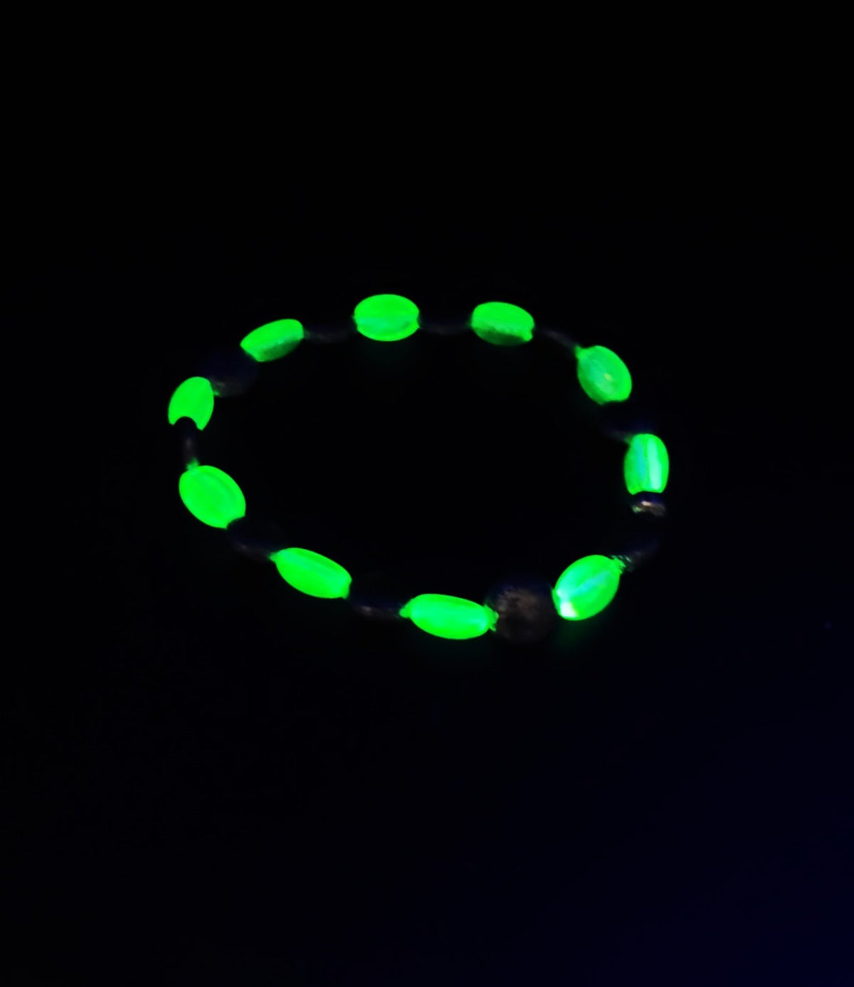 UV Glow Uranium Czech Vaseline Iridescent Glass and Antique Hematite Colored Glass Necklace and Bracelet Set