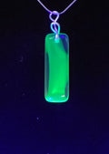 Uranium UV Czech Blue Bar Glass Pendant 20" Snake Chain Necklace