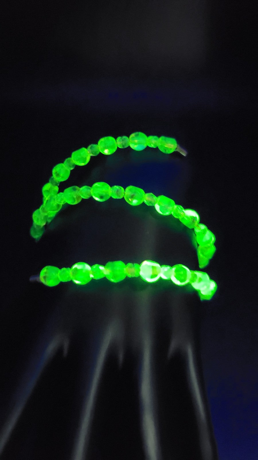 Uranium UV Reactive Vintage Czech glass beads loose 2.5 wrap coil bracelet 8"wrist
