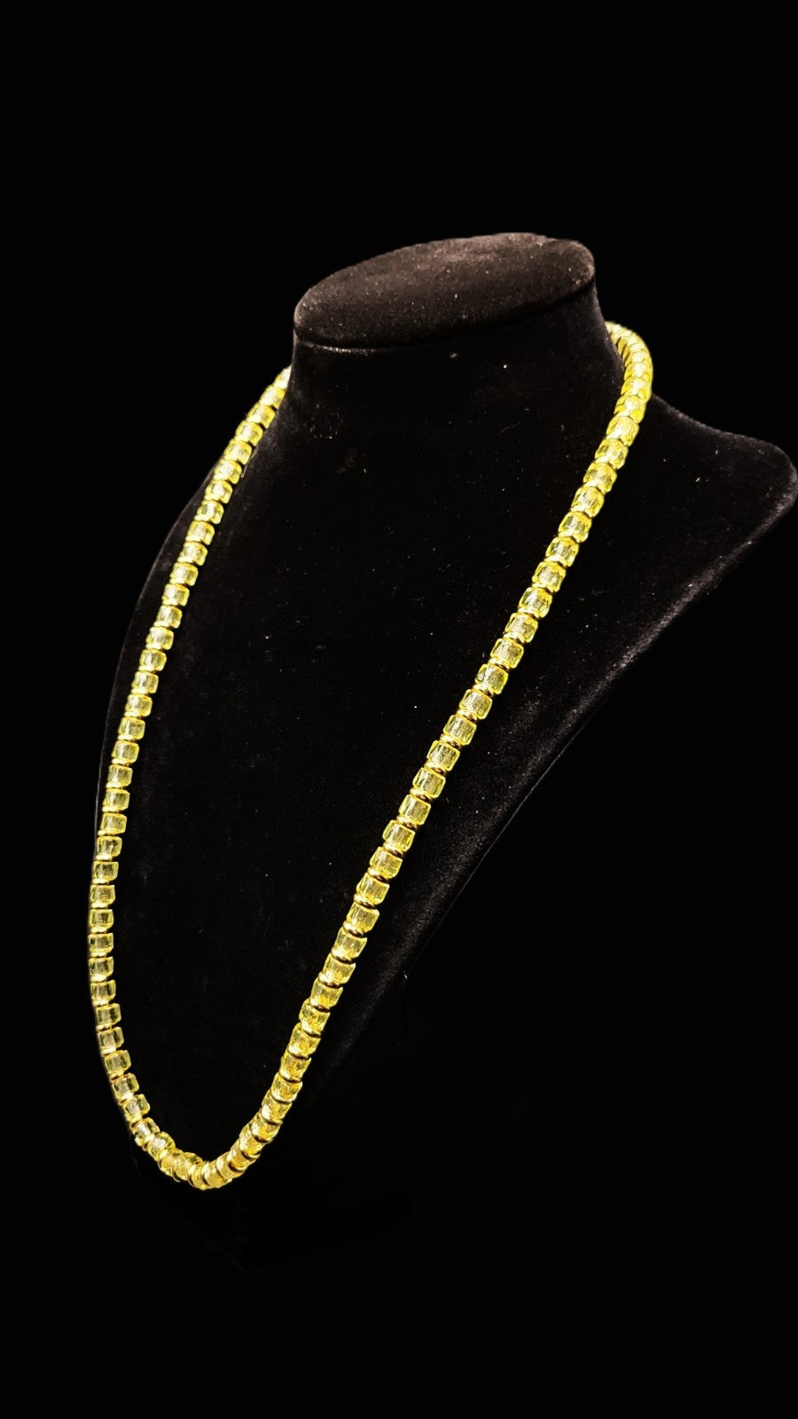 UV Glow Uranium Czech Glass Bead Unisex 22" Necklace with 18K Gold Plated Spacers!!!!!!!