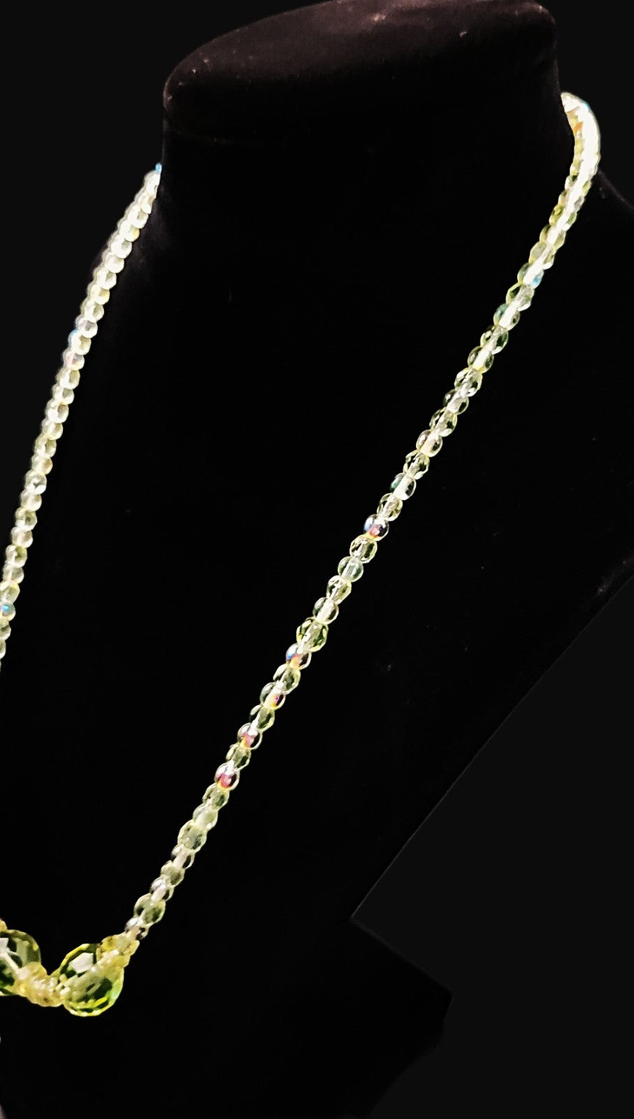 Uranium Czech AB Round and Faceted Glass Beads 18" Sparkly Necklace