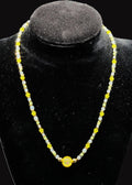 Uranium White and Green Glass Beads, UV Reactive Myuki Bead 16" Necklace