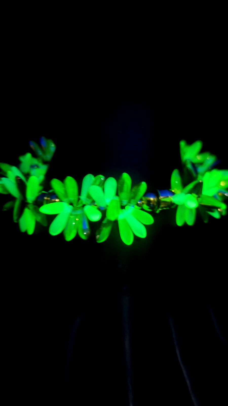 Uranium Czech Glass UV Multicolor Daggers Double Strand 7.5" Stretch Bracelet
