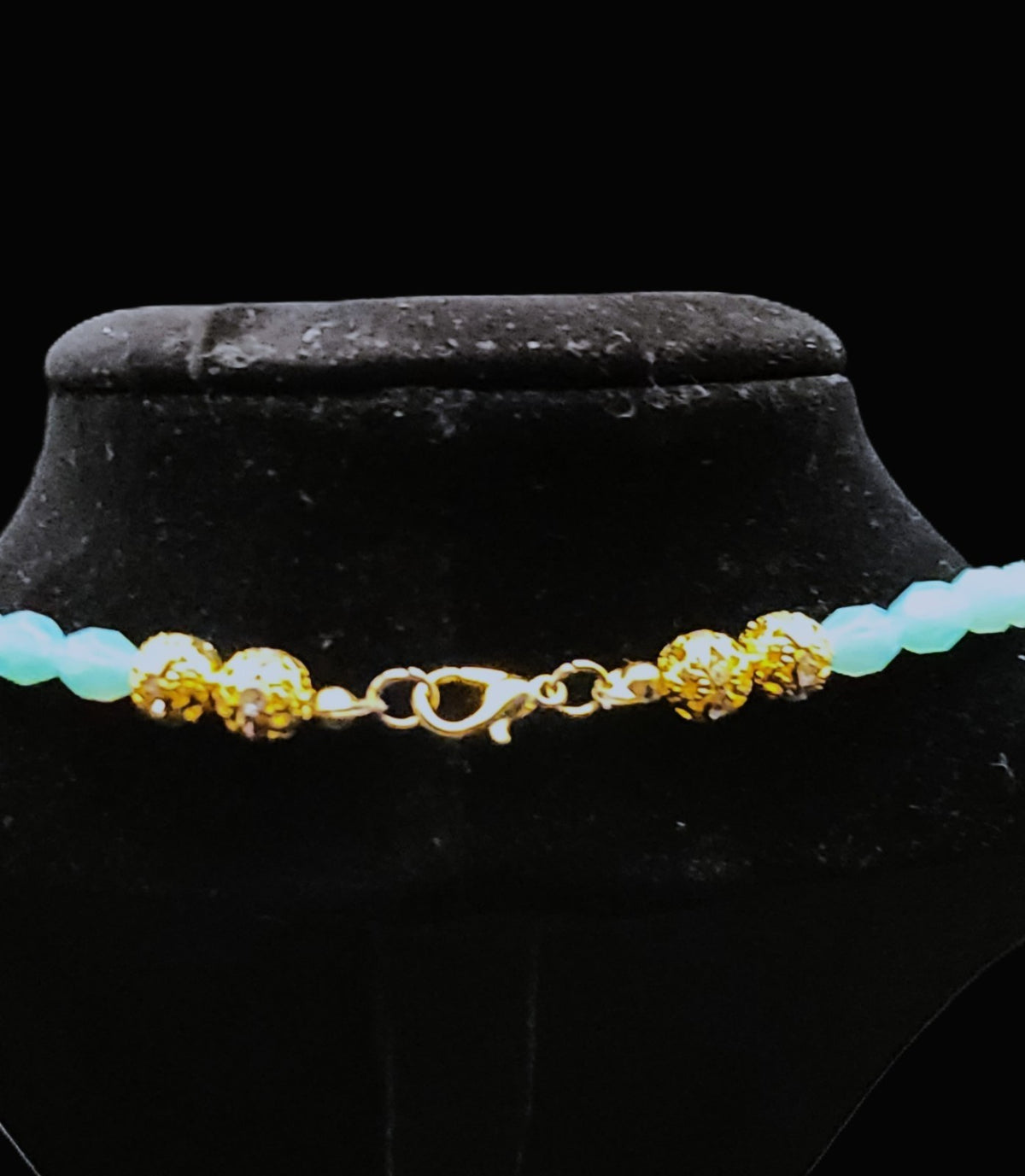 Uranium Czech UV Glass Beads and Genuine Turquoise 21" Necklace/ 1" Pendant