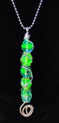 UV Reactive Uranium 16" Necklace with A 3" Hand Wired Blue and Vaseline Czech Pendant