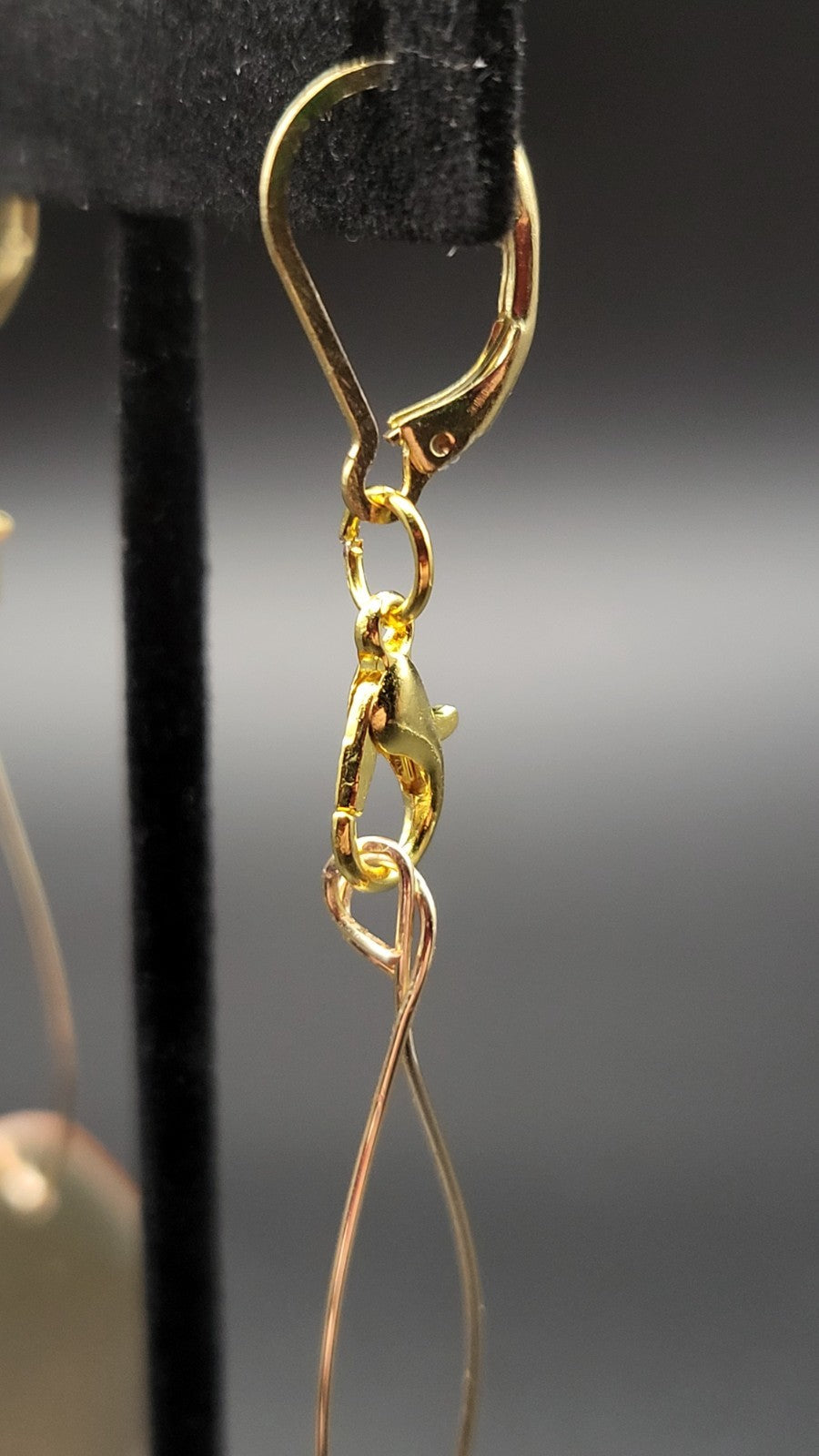 UV Glow Uranium Czech Pink Glass Gold Tone Lever Back Earrings Hand Wired 4" Dangle