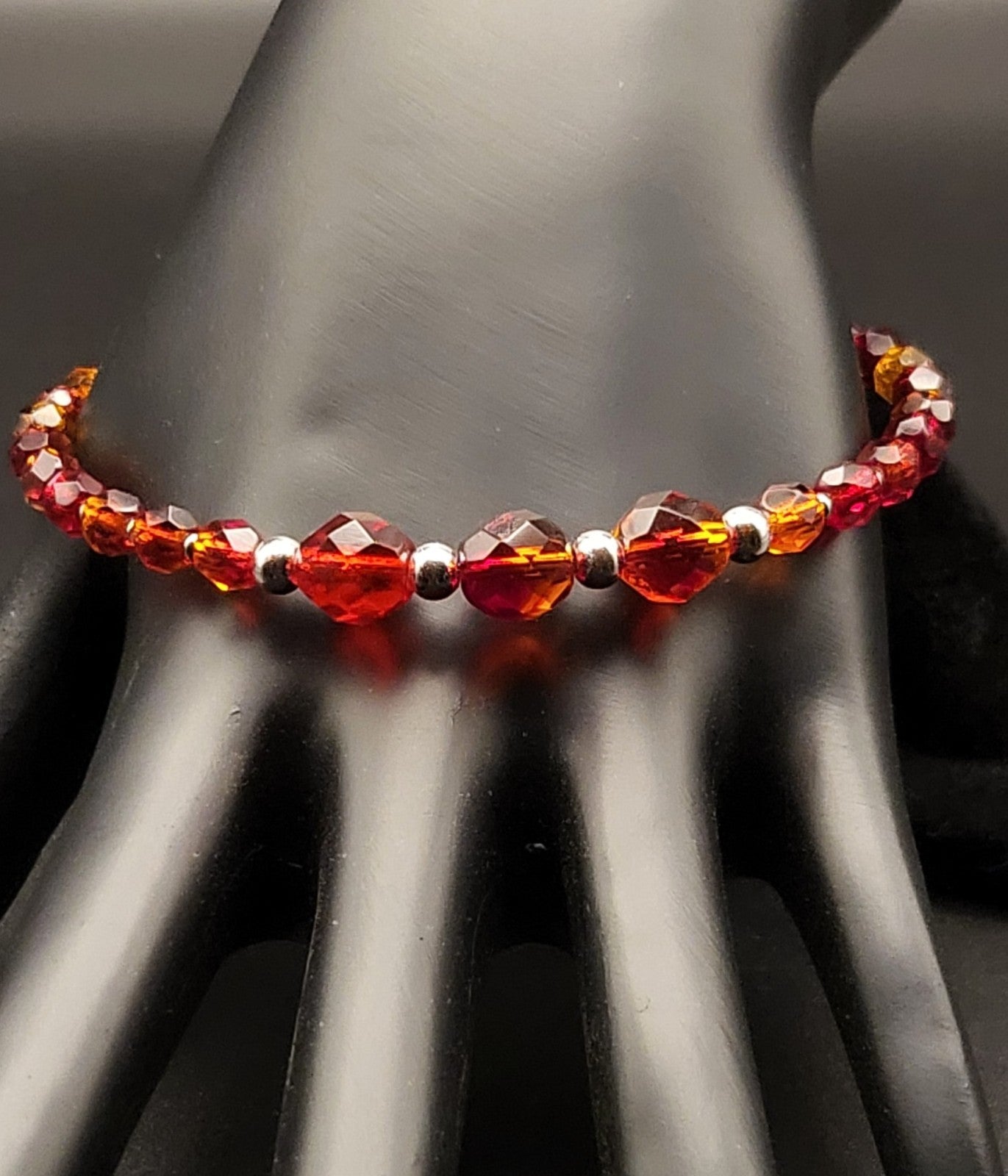 UV Reactive Cadmium Vintage 1950's Red Graduating 6.5" w/2" extender Bracelet