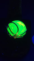 Uranium Great Glow White Czech Glass Cabochon Hand Wired Copper Ring size 8