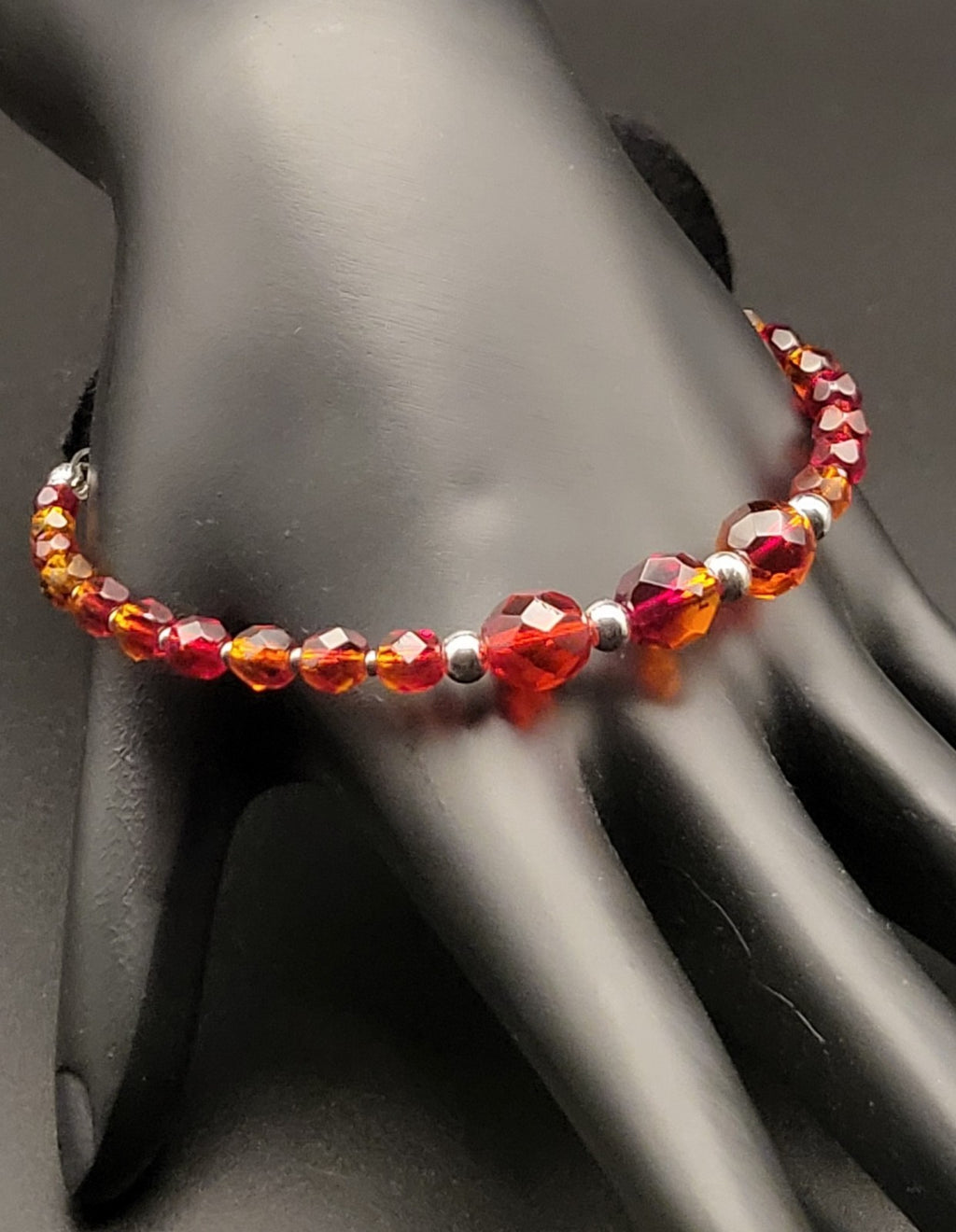 UV Reactive Cadmium Vintage 1950's Red Graduating 6.5" w/2" extender Bracelet