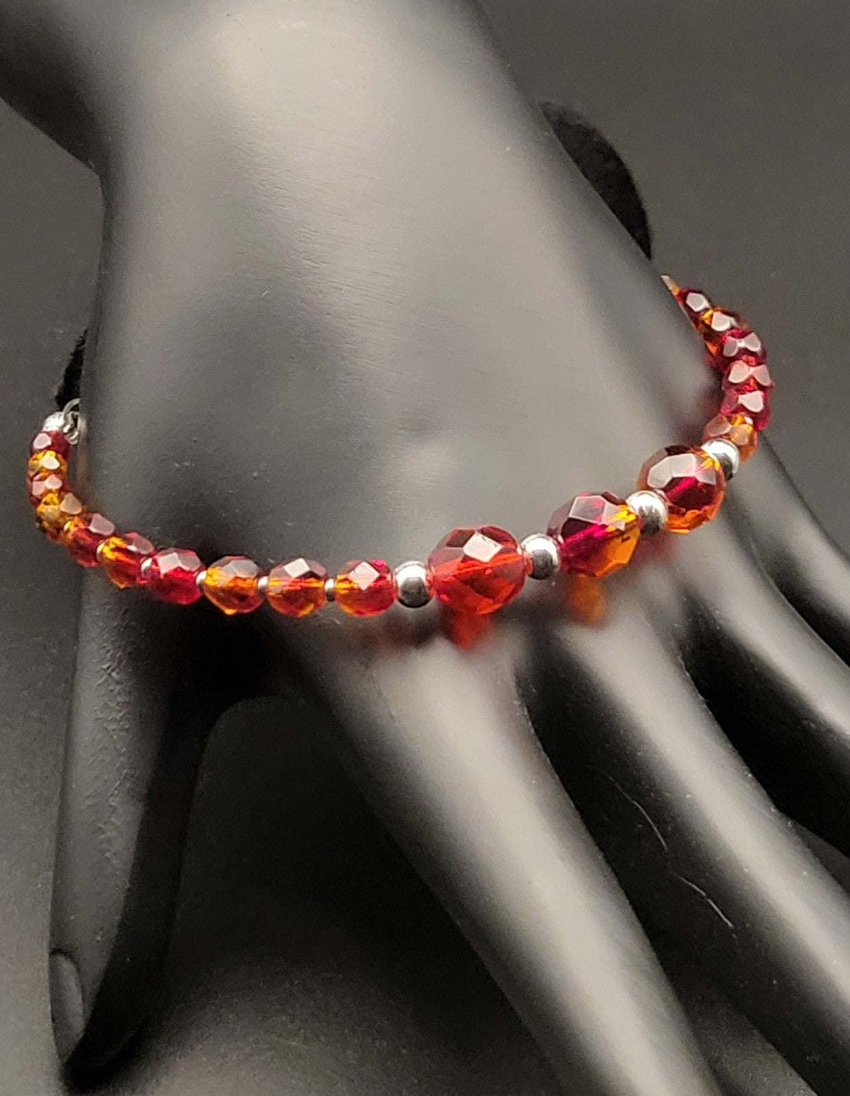 UV Reactive Cadmium Vintage 1950's Red Graduating 6.5" w/2" extender Bracelet