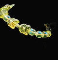UV Glow Czech Glass Uranium Glass Cat Face Beads 8" Stretch Bracelet