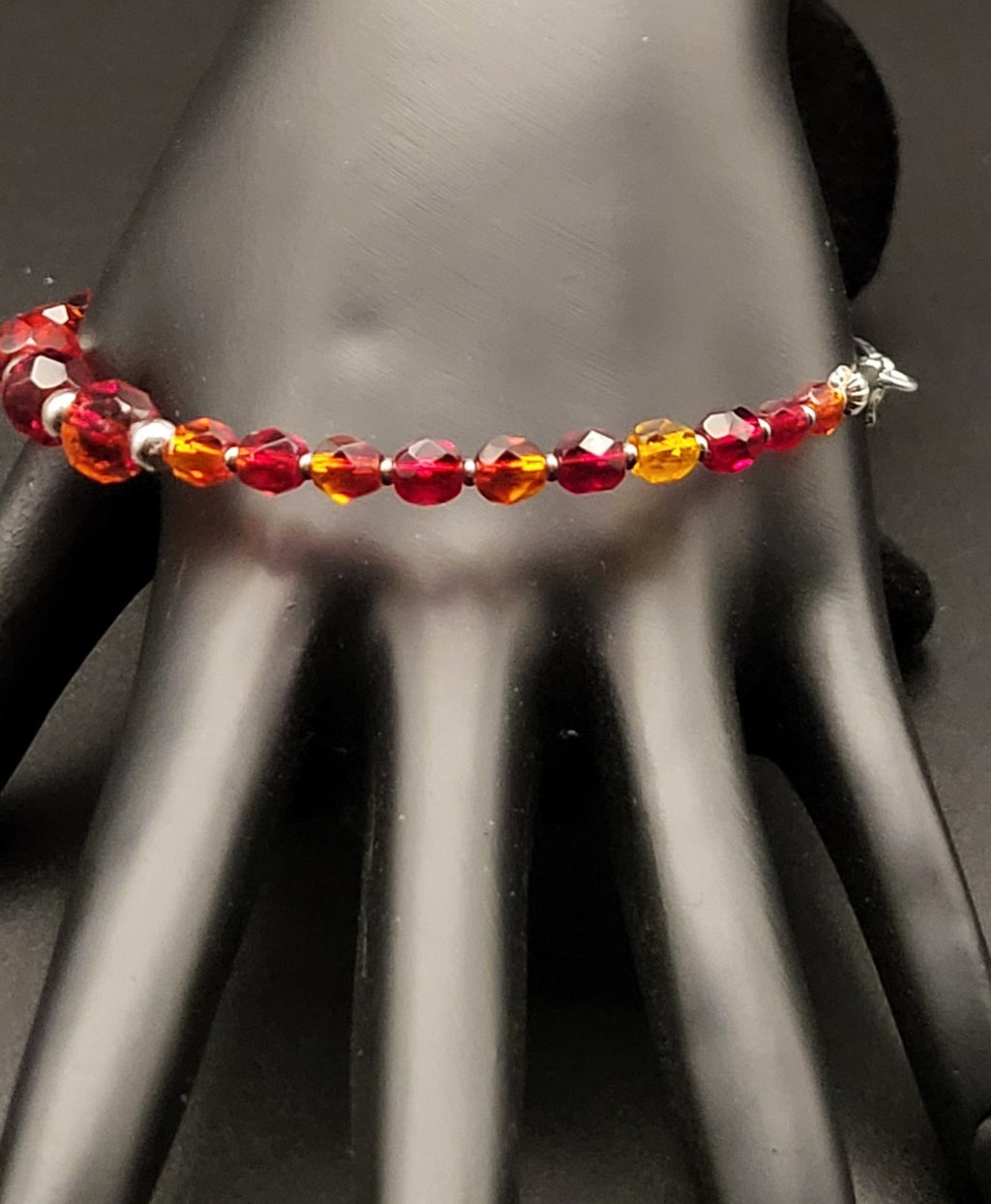 UV Reactive Cadmium Vintage 1950's Red Graduating 6.5" w/2" extender Bracelet