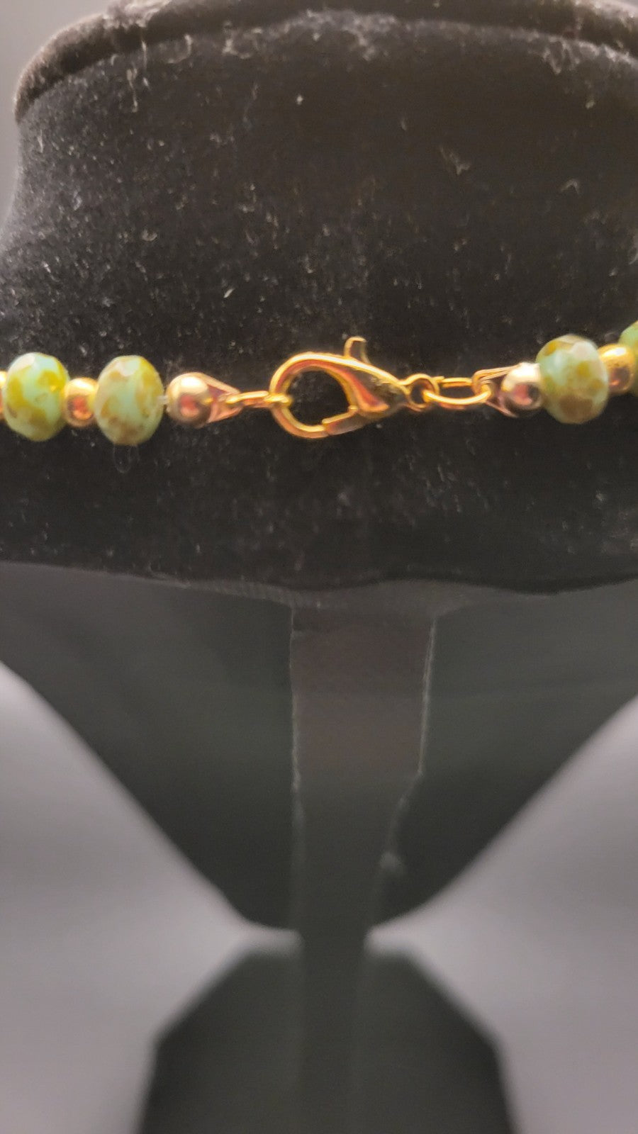 Uranium UV Czech Picasso Teal Fire Polished Glass Beads 16" Necklace