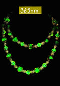 UV Glow! Uranium Czech Glass Peach Bead 28" Necklace with Bling Silver Spacers