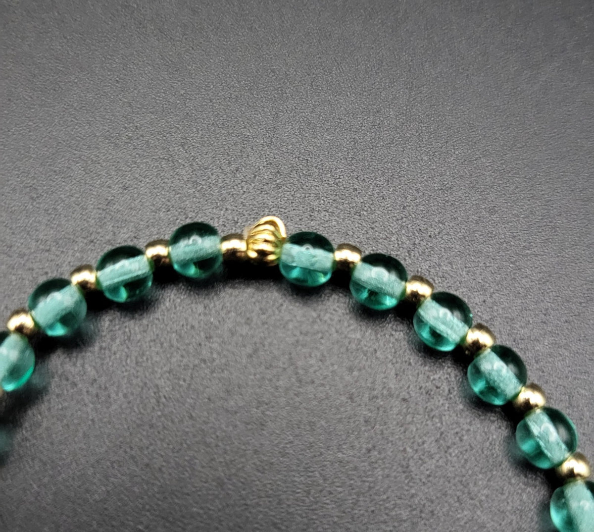 Glow With This! Czech Green and Aqua 2 Stretch Bracelet Set with Charms 7"