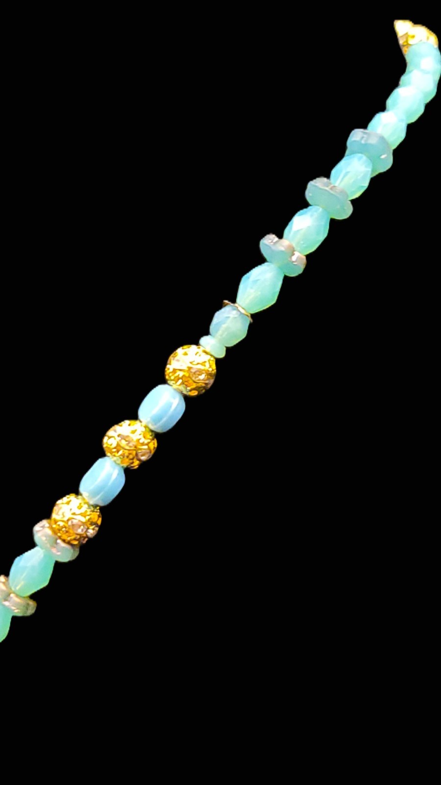 Uranium Czech UV Glass Beads and Genuine Turquoise 21" Necklace/ 1" Pendant