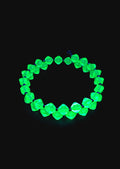 Uranium Glass Czech UV Bead Double Coil Memory Gold Tone Wire Bracelet