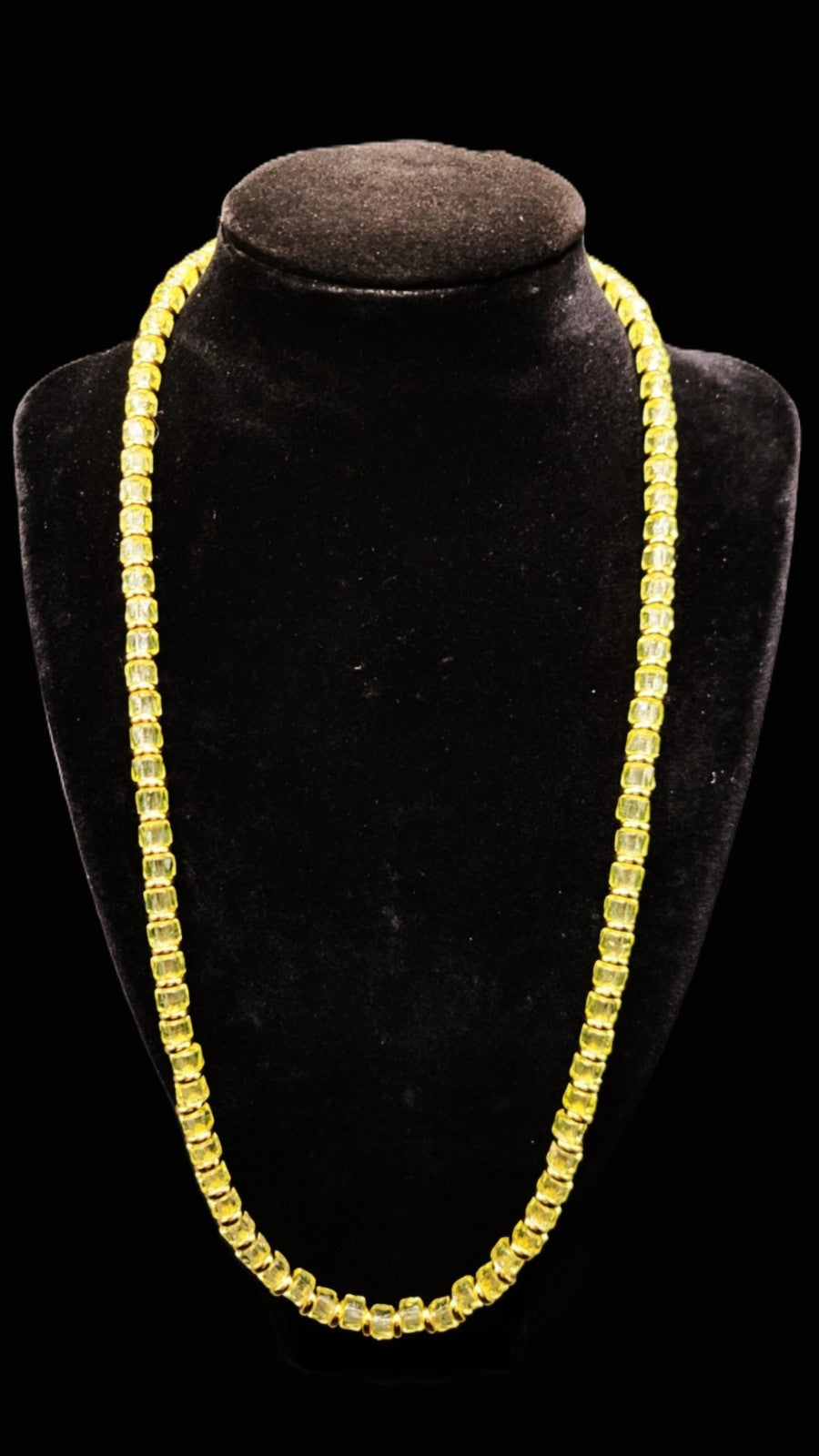 UV Glow Uranium Czech Glass Bead Unisex 22" Necklace with 18K Gold Plated Spacers!!!!!!!