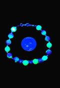 UV Glow Uranium Pink and Green Melon Glass Beads with Starfish Spacers 8" Bracelet