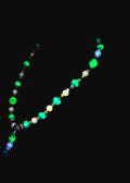 Uranium UV Reactive Czech Blue Glass Beads and Faux Pearls 16" Necklace