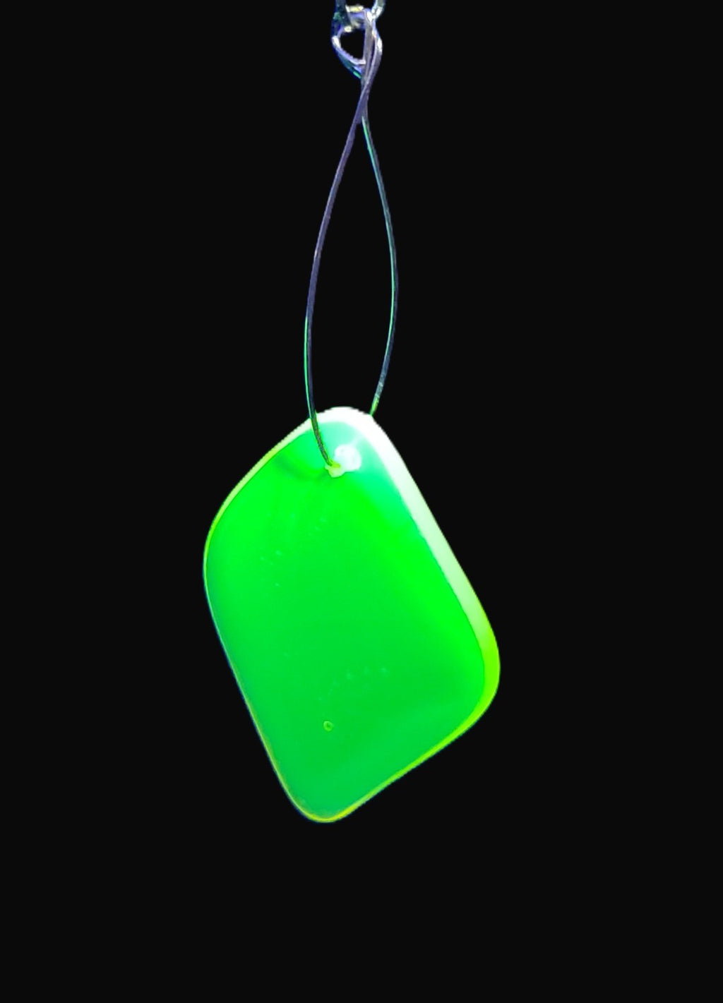 UV Glow Uranium Czech Pink Glass Gold Tone Lever Back Earrings Hand Wired 4" Dangle