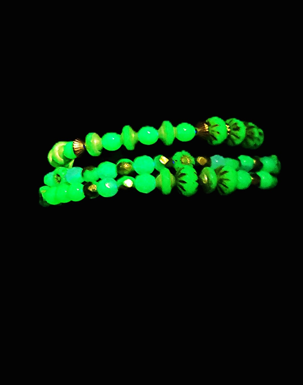 Uranium Blue Czech Glass 8" Three Stretch Bracelet Bundle Glow With This Set!