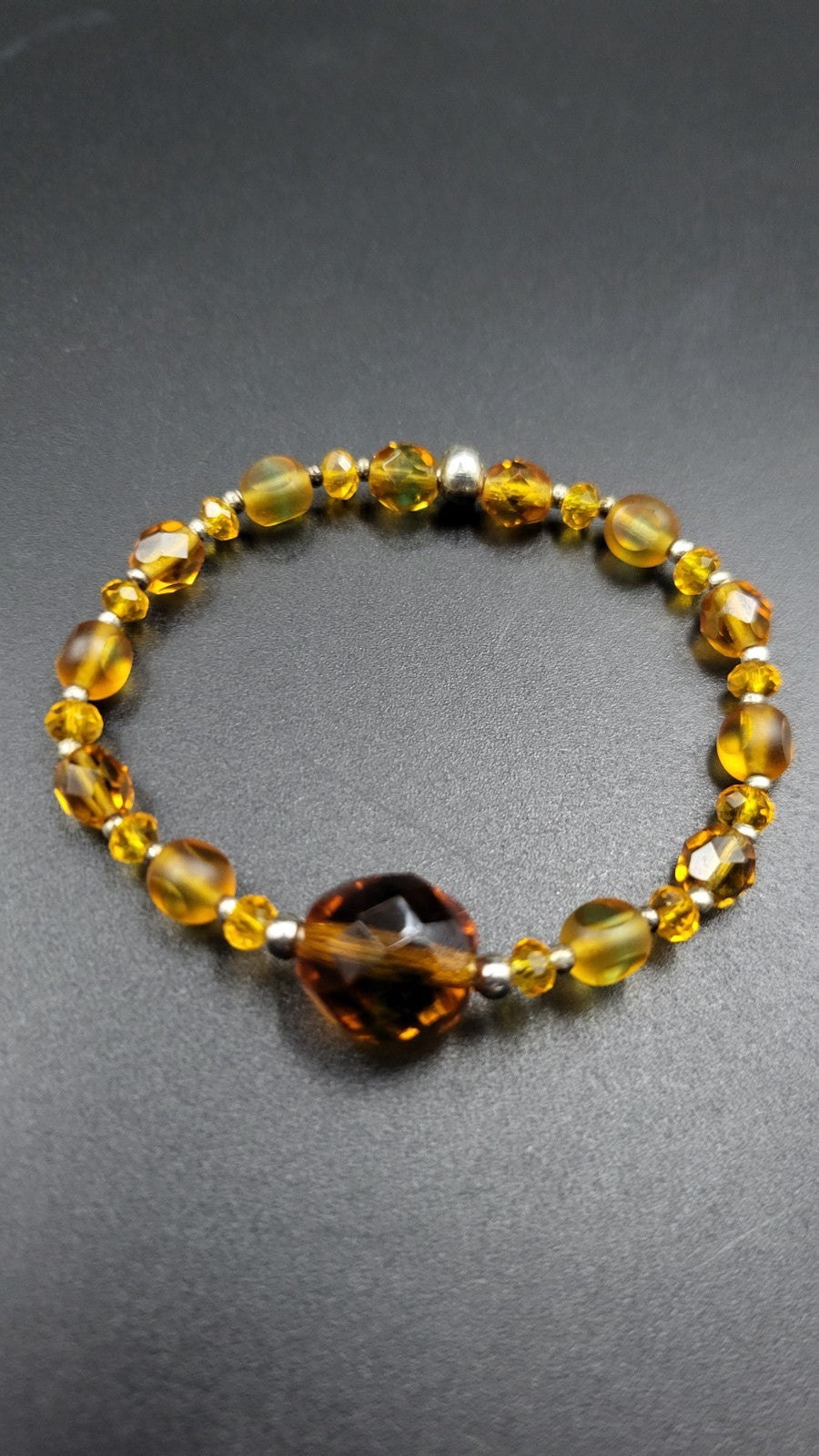 UV Uranium and Cadmium Glow Czech Glass Beads 6" Stretch Bracelet