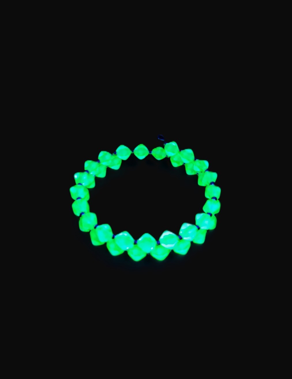 Uranium Glass Czech UV Bead Double Coil Memory Gold Tone Wire Bracelet