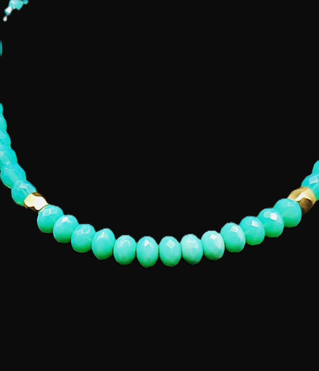 Uranium UV Czech Turquoise Colored Graduated Glass Bead 17" Necklace GREAT GLOW!