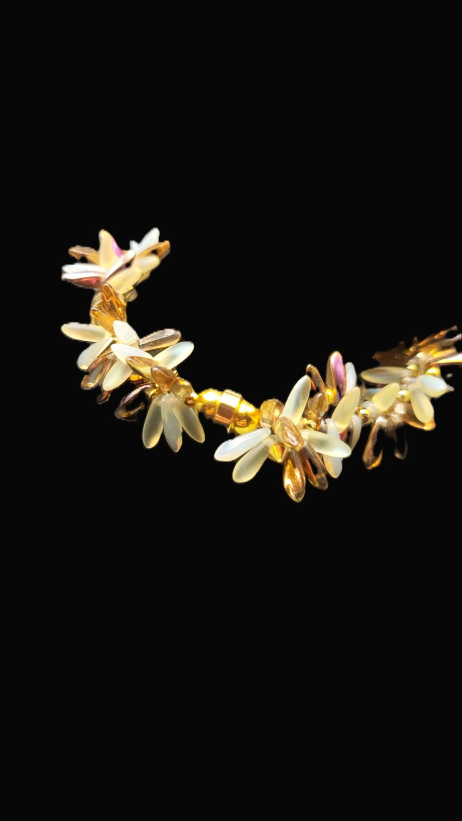 Uranium Czech Glass UV Multicolor Daggers Double Strand 7.5" Stretch Bracelet