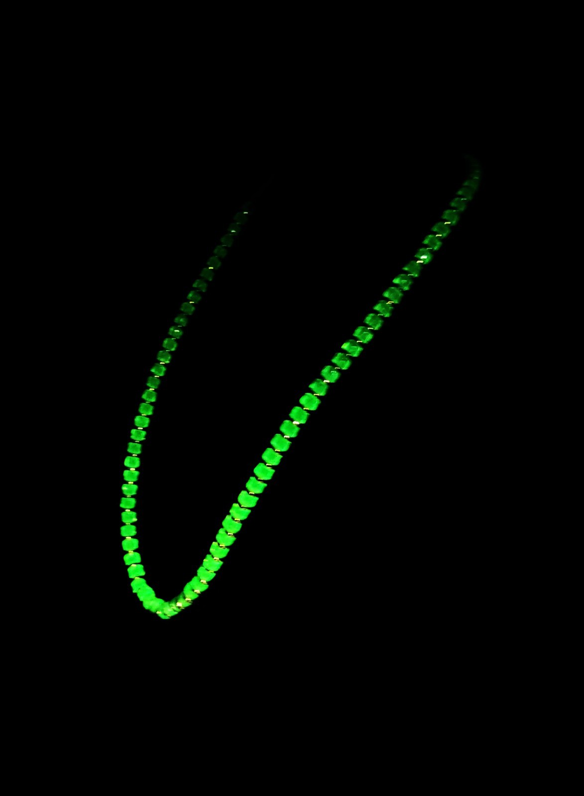 UV Glow Uranium Czech Glass Bead Unisex 22" Necklace with 18K Gold Plated Spacers!!!!!!!