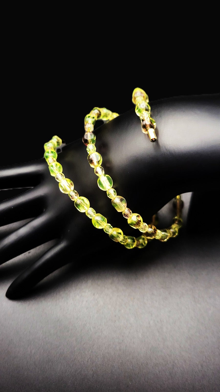 Uranium UV Reactive Vintage Czech glass beads loose 2.5 wrap coil bracelet 8"wrist