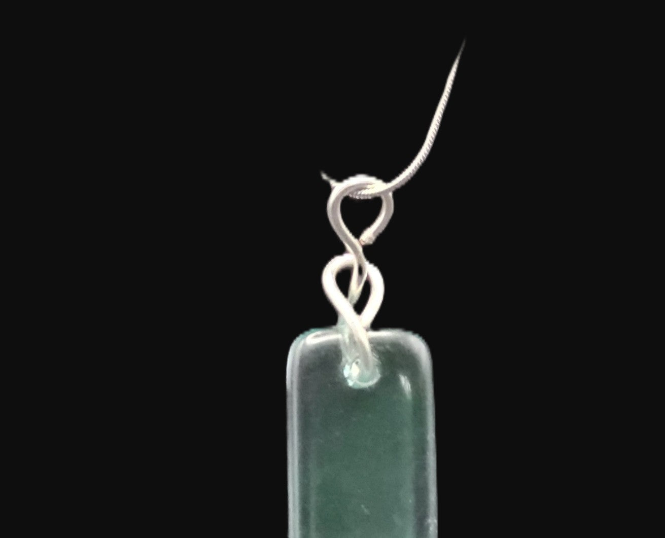 Uranium UV Czech Blue Bar Glass Pendant 20" Snake Chain Necklace