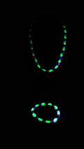 UV Glow Uranium Czech Vaseline Iridescent Glass and Antique Hematite Colored Glass Necklace and Bracelet Set