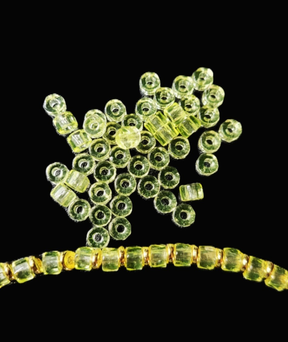 UV Glow Uranium Czech Glass Bead Unisex 22" Necklace with 18K Gold Plated Spacers!!!!!!!