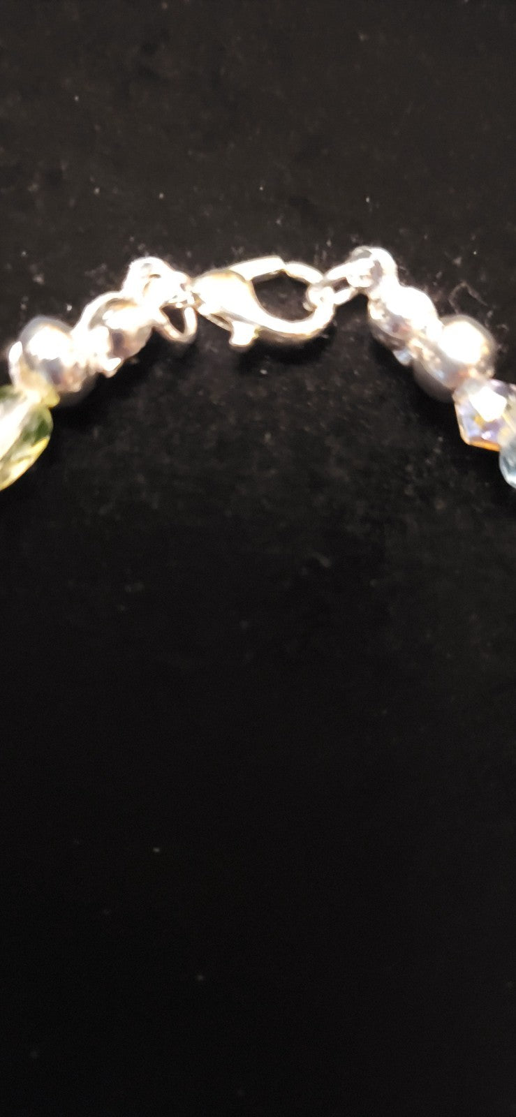 UV Glow Uranium Blue and Green Czech Glass Beads and Crystal 8" Bracelet and Earring Set