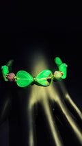 UV Glow With This Uranium Pink Hearts Gold Tone Memory Coil Wire Bracelet 8"