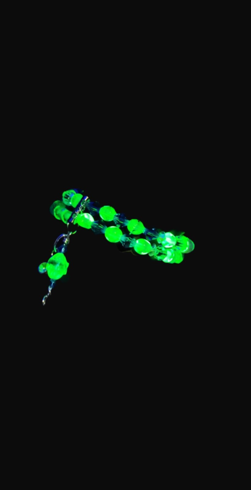 UV Uranium Czech Glass Bead Double Strand 7" Stretch Bracelet With a Center Dangle